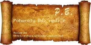 Pohorely Böngér névjegykártya